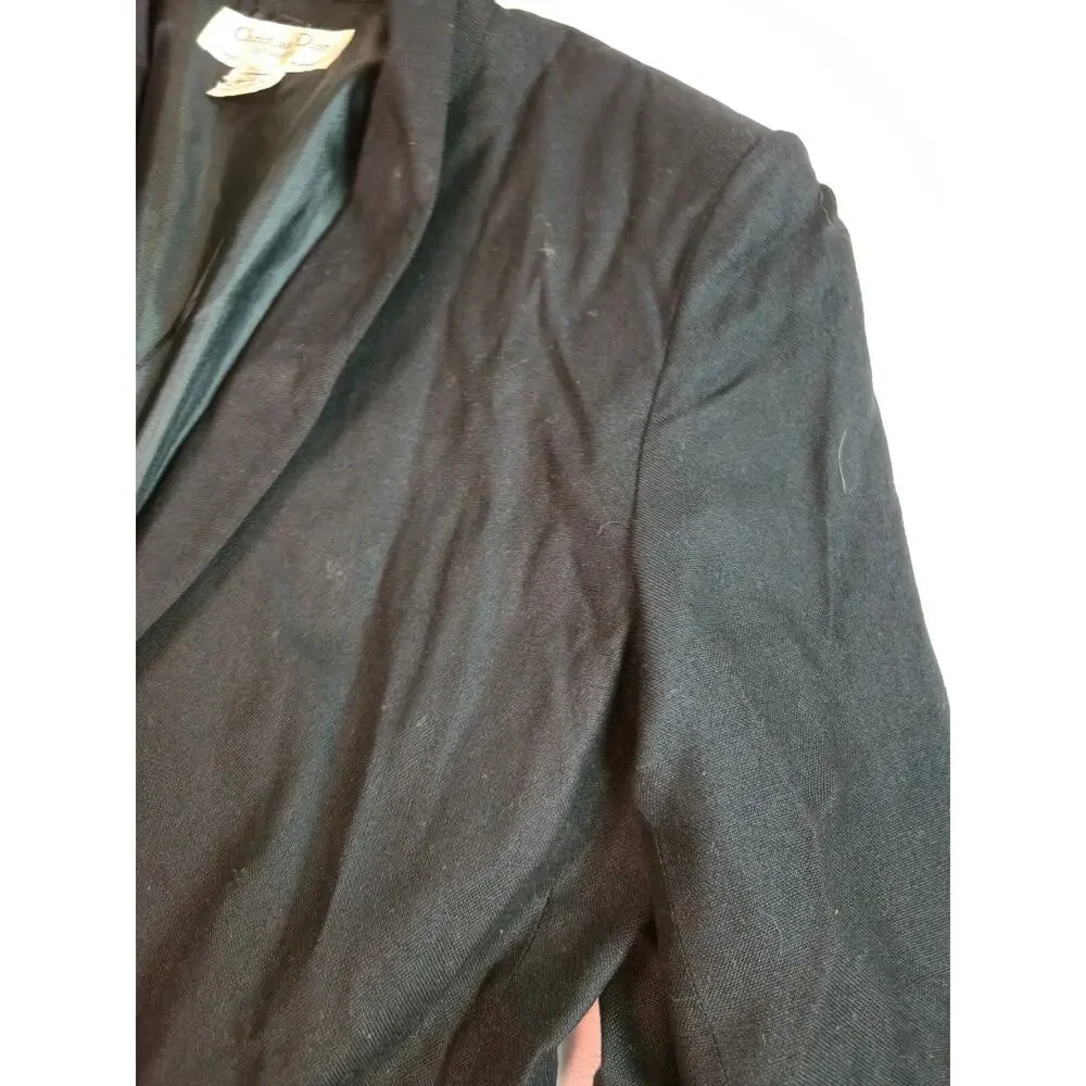 Christian Dior Womens Blazer Suit Jacket Size 10 Black Vintage Single Button
